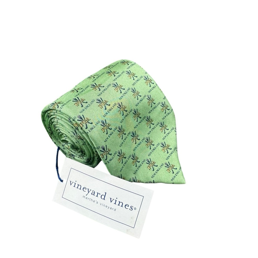 Vineyard Vines Green PGA New England Silk Men’s Tie 3.75 Inch Width NWT
